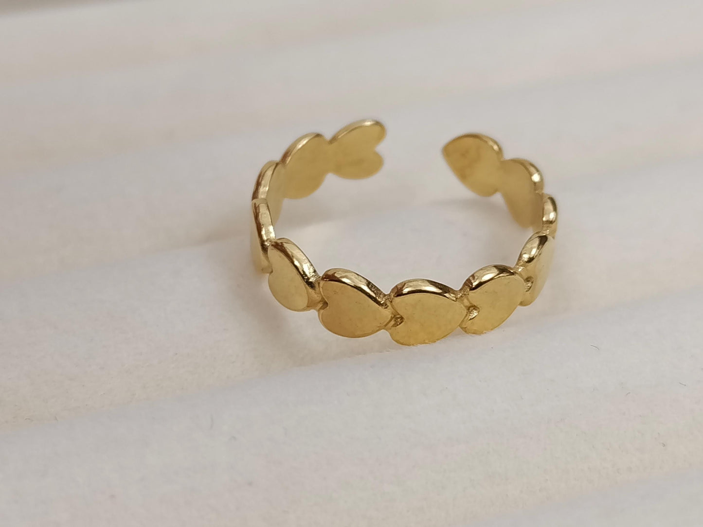 Anillos de corazón, árbol , trébol talla ajustable de acero inoxidable bañado en oro 18K para mujeres