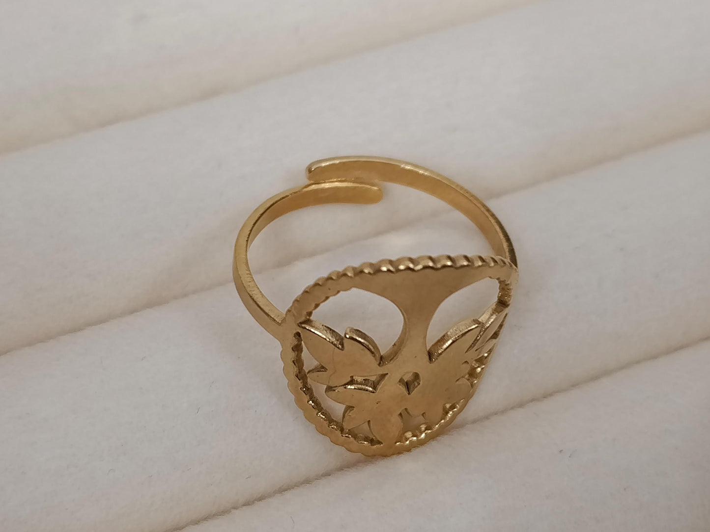 Anillos de corazón, árbol , trébol talla ajustable de acero inoxidable bañado en oro 18K para mujeres