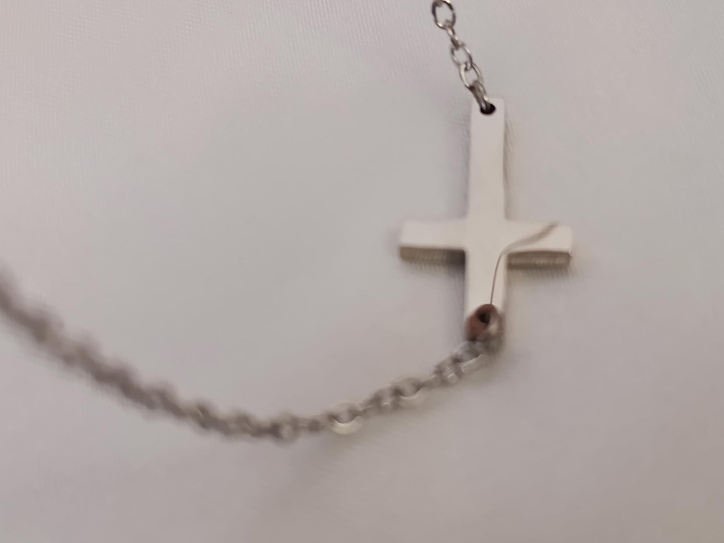 Collar con colgante Cruz Acero Inoxidable Chapado en Oro 18K Pulido Espejo,40cm más 5cm de extensión