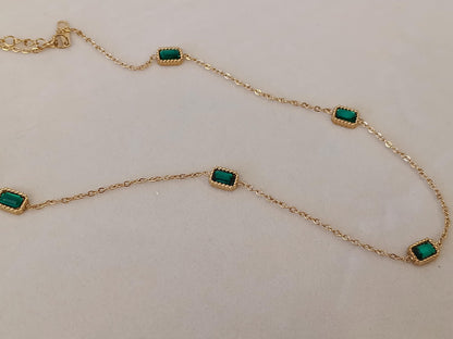 Collar con Cuentas de esmeralda verde acero inoxidable bañado en oro 18K para mujeres