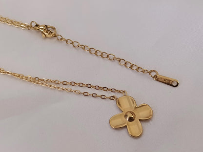 Collar con Colgante de Flor girasol en Oro 18K (PVD) - Acero Inoxidable - 16" + 2" /40cm+5cm extension para mujeres