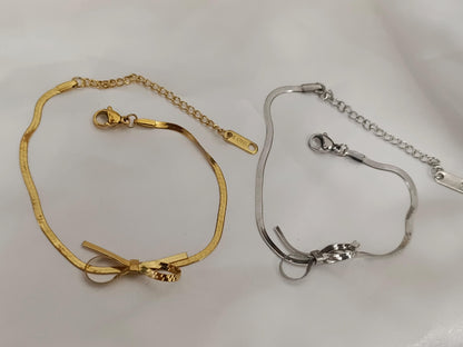 Pulsera con cadena serpiente plana diseño sencillo ajustable acero inoxidable oro bañado 18K para mujeres