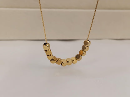 Collar Brillante con Cuentas y Colgante Cuadrado en Oro 18K (PVD) - Acero Inoxidable para mujeres