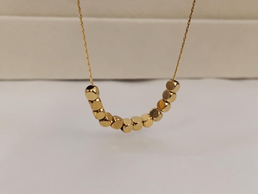 Collar Brillante con Cuentas y Colgante Cuadrado en Oro 18K (PVD) - Acero Inoxidable para mujeres