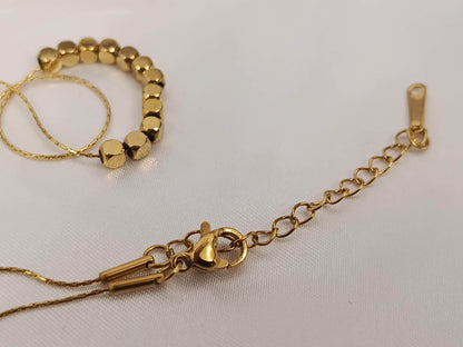 Collar Brillante con Cuentas y Colgante Cuadrado en Oro 18K (PVD) - Acero Inoxidable para mujeres