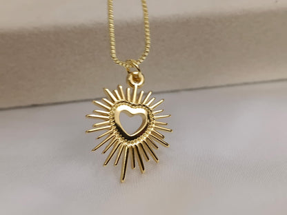 Collar con colgantes de corazones acero inoxidable oro bañado 18K para mujeres