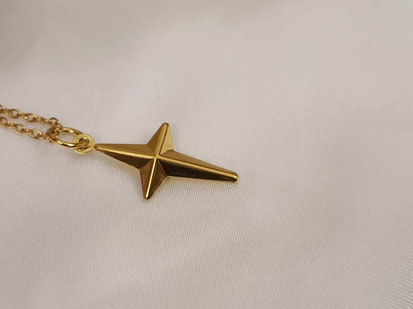 Collar con colgantes de ancla/estrella polar/corazón sagrado acero inoxidable oro bañado 18K para mujeres