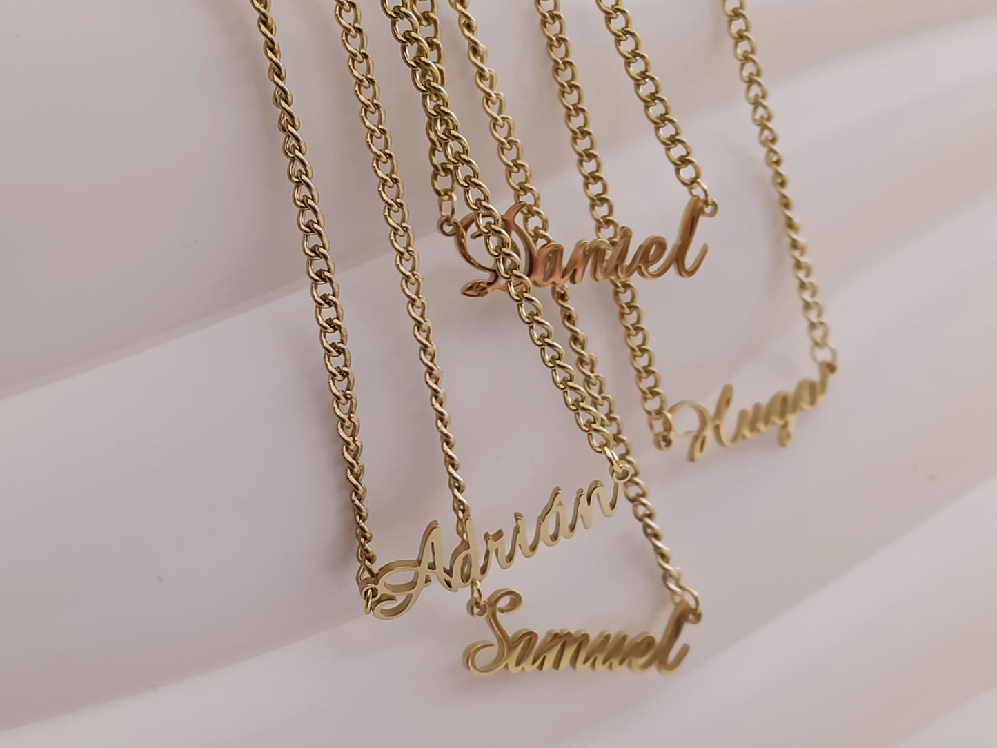 Collar Personalizado con Nombre para Hombre, Acero Inoxidable, Baño de Oro 18K (PVD), 50cm, color No Destiñe regalo para el