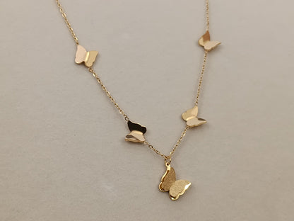 Collar con colgantes de mariposas en Oro 18K (PVD) - Acero Inoxidable - Ajustable para mujeres