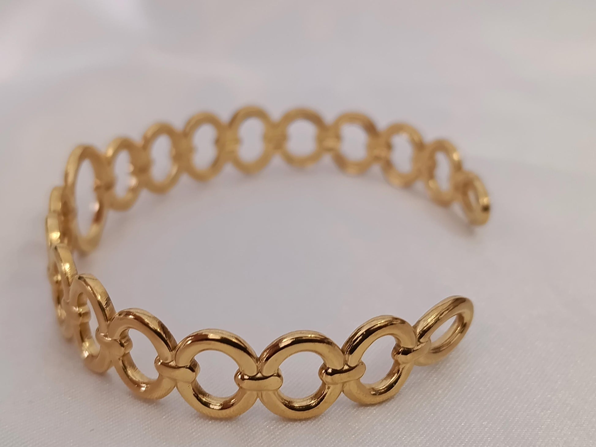 Brazalete pulsera calado ajustable abierto Acero Inoxidable con Baño de Oro 18K regalos para mujeres