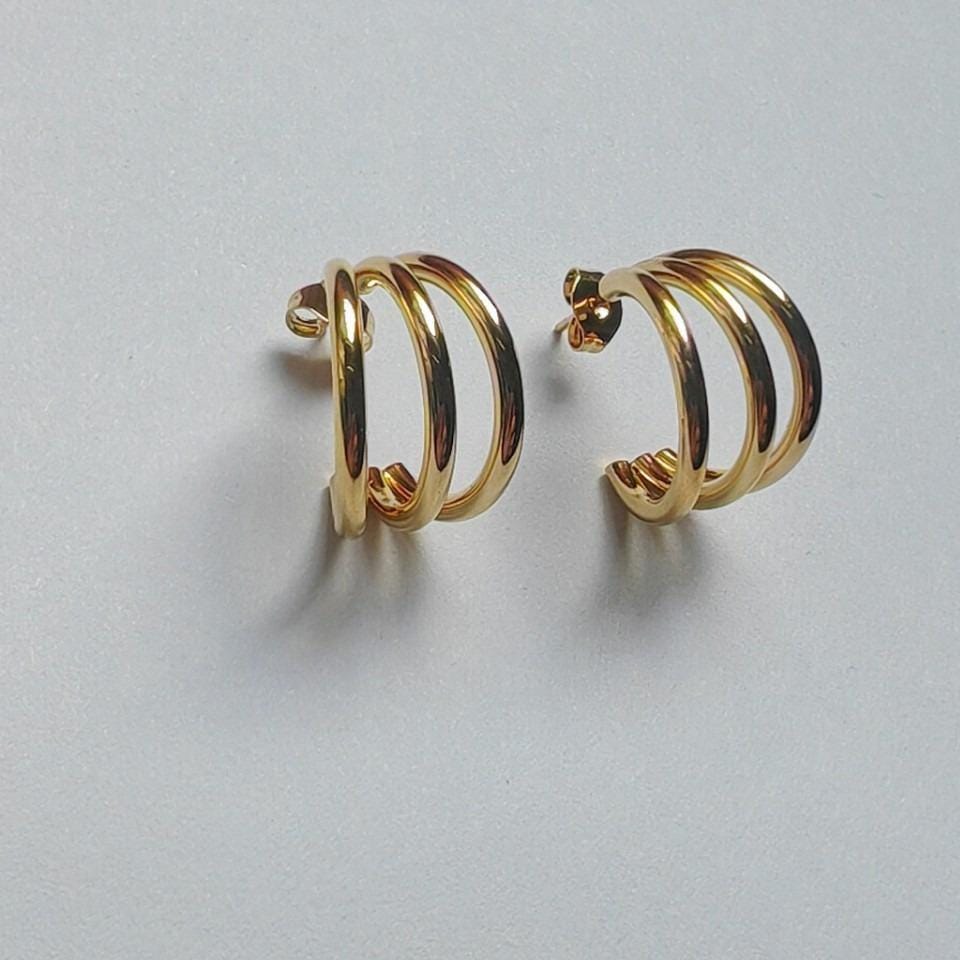 Aretes Aros Anchos Pulidos Efecto Espejo en Oro 18K (PVD) - Acero Inoxidable - Resistentes al Agua para mujeres
