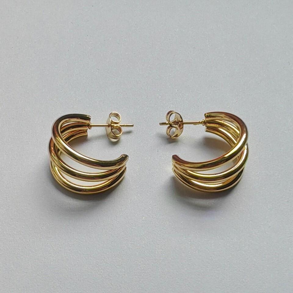 Aretes Aros Anchos Pulidos Efecto Espejo en Oro 18K (PVD) - Acero Inoxidable - Resistentes al Agua para mujeres