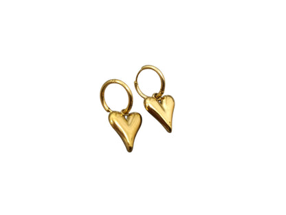 Aretes Aros Corazón Colgantes en Oro 18K (PVD) - Acero Inoxidable - Resistentes al Agua para mujeres
