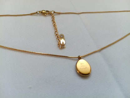 Collar Moneda Ovalada Pulida en Oro 18K (PVD) - Cadena Serpiente - 16" + 2" 40+5cm para mujeres