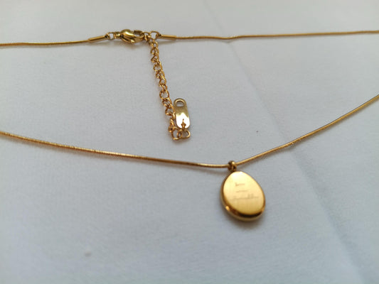 Collar Moneda Ovalada Pulida en Oro 18K (PVD) - Cadena Serpiente - 16" + 2" 40+5cm para mujeres