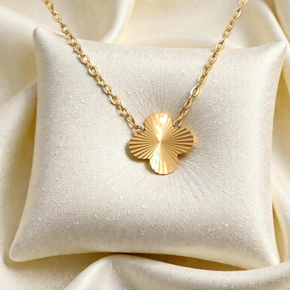 Collar Trébol de Cuatro Hojas 45cm - Acero Inoxidable Chapado en Oro 18K Acabado Láser for her