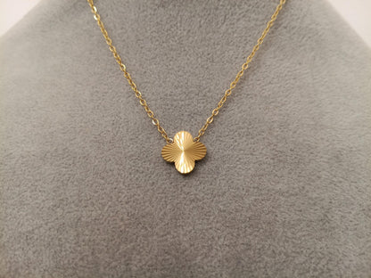 Collar Trébol de Cuatro Hojas 45cm - Acero Inoxidable Chapado en Oro 18K Acabado Láser for her