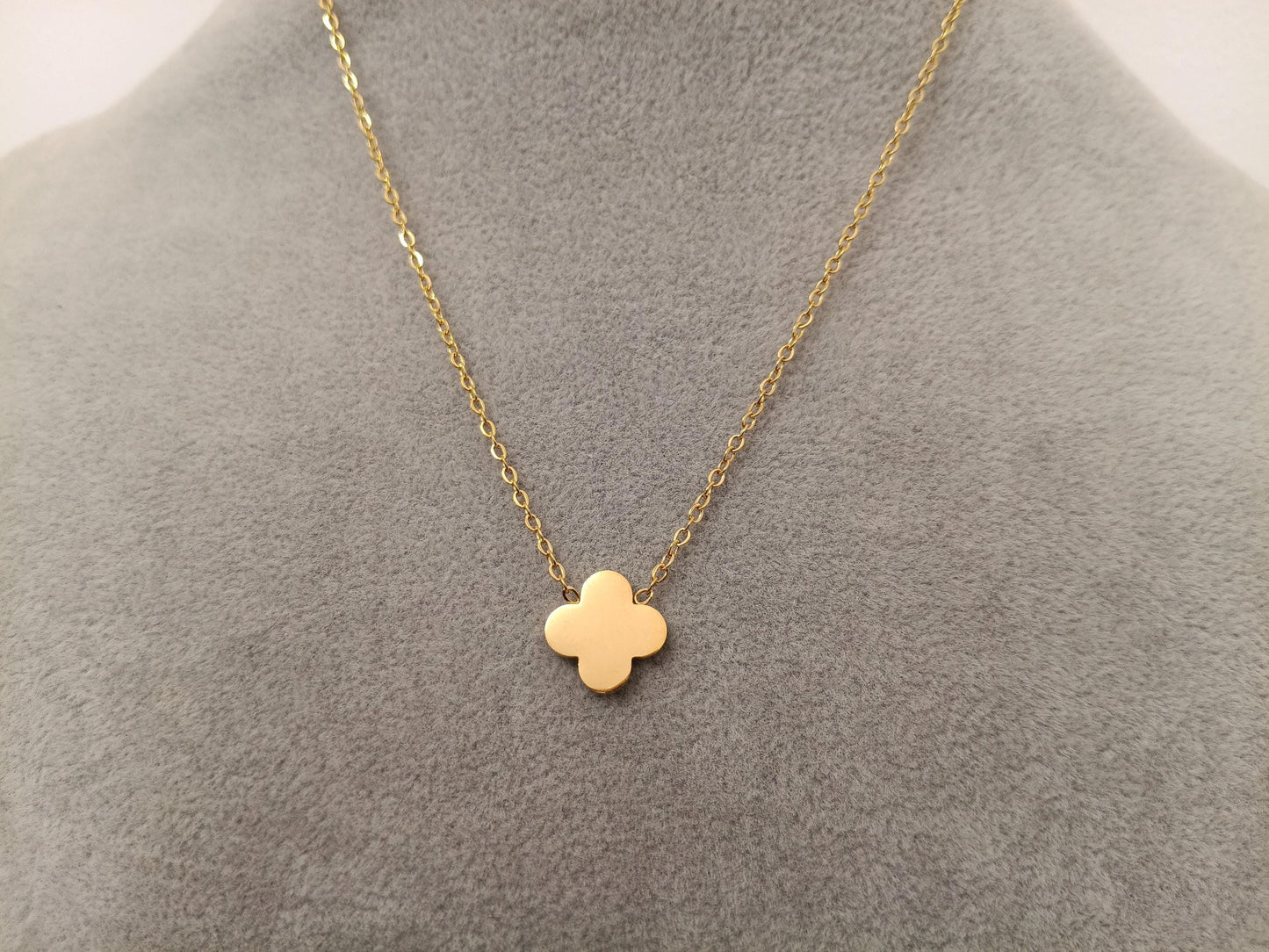 Collar Trébol de Cuatro Hojas 45cm - Acero Inoxidable Chapado en Oro 18K Acabado Láser for her