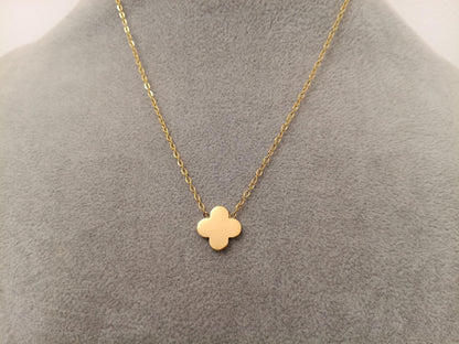 Collar Trébol de Cuatro Hojas 45cm - Acero Inoxidable Chapado en Oro 18K Acabado Láser for her