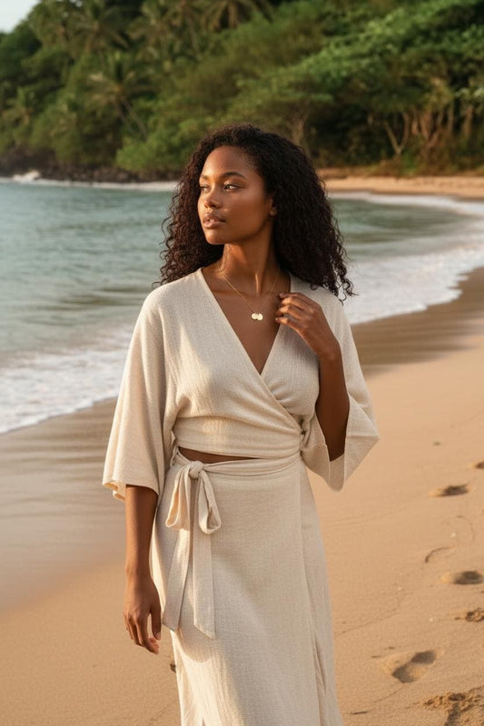 Collar Doble Colgante Disco (45cm) - Acero Inoxidable Chapado en Oro 18K Pulido para ella