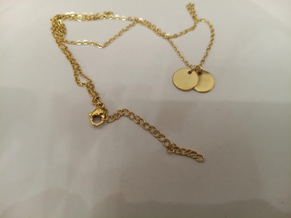 Collar Doble Colgante Disco (45cm) - Acero Inoxidable Chapado en Oro 18K Pulido para ella