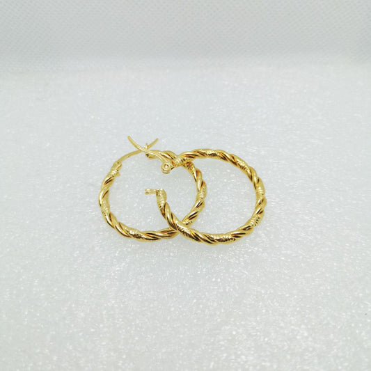 Penidentes Aros Grandes Trenzados en Oro 18K (PVD) - Acero Inoxidable - Resistentes al Agua para mujeres