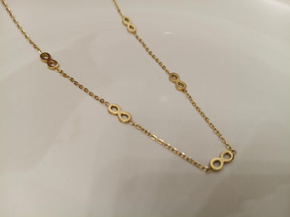 Collar Gargantilla de Acero Inoxidable 18K Oro - Dije Símbolo Infinito con Acabado Espejo - 45cm 17.7 pulgadas para mujeres