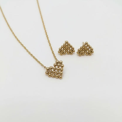 Conjunto de Joyas de Acero Inoxidable 18K Oro - Collar de 45cm con colgante de Corazón y Pendientes a Juego para mujeres