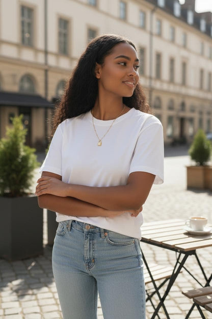 Collar Miami de Acero Inoxidable Oro 18K con Cuentas y Mini Candado Espejo - 45cm +5CM Extensión (17.7"+2")