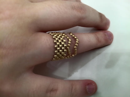 Set de Anillos Abiertos Ajustables de Acero Inoxidable Oro 18K - Anillo Ancho con Bolitas - Regalo para Ella