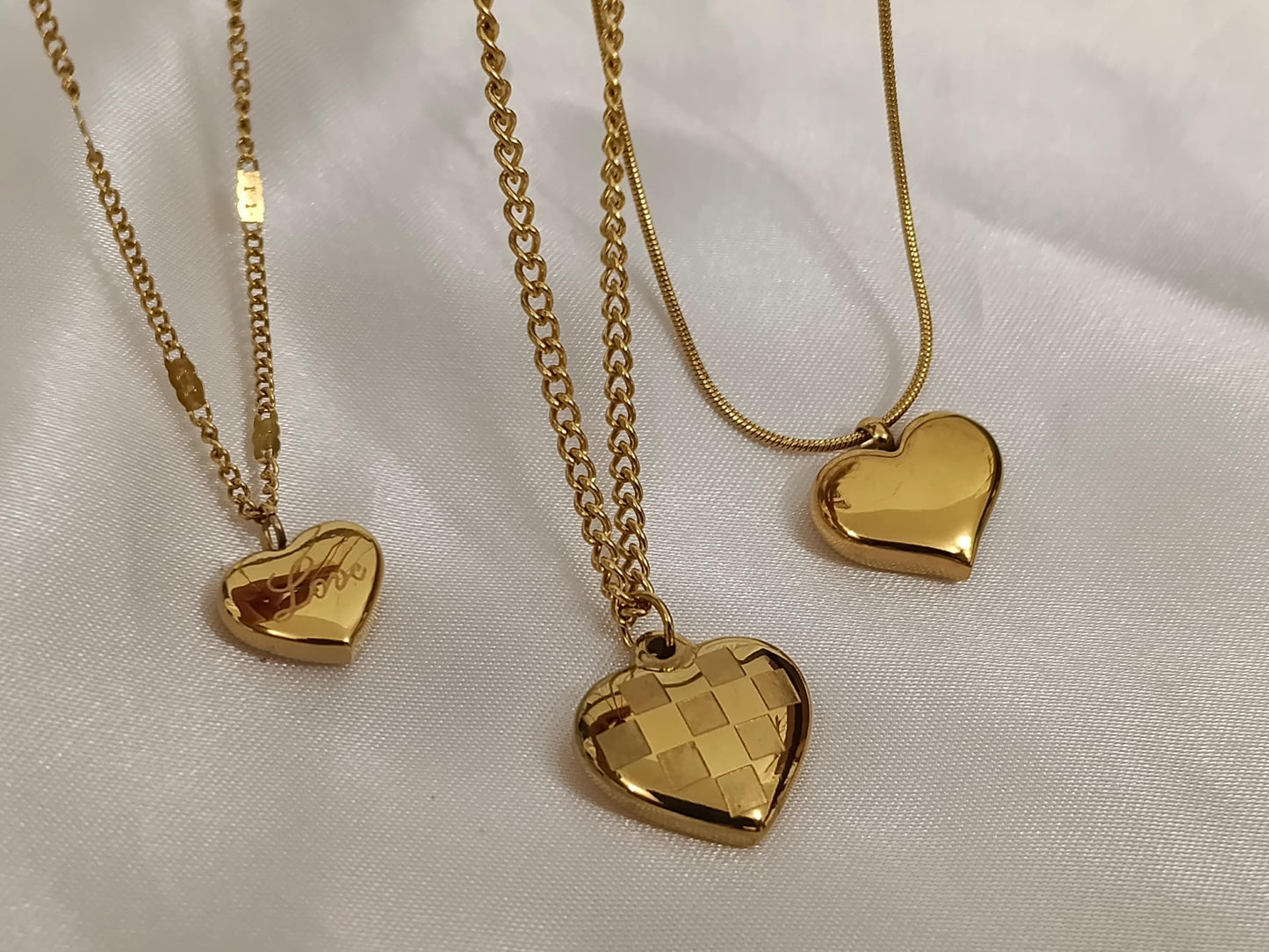 Collar con colgante corazon brillante en Oro 18K (PVD) - Acero Inoxidable para mujeres