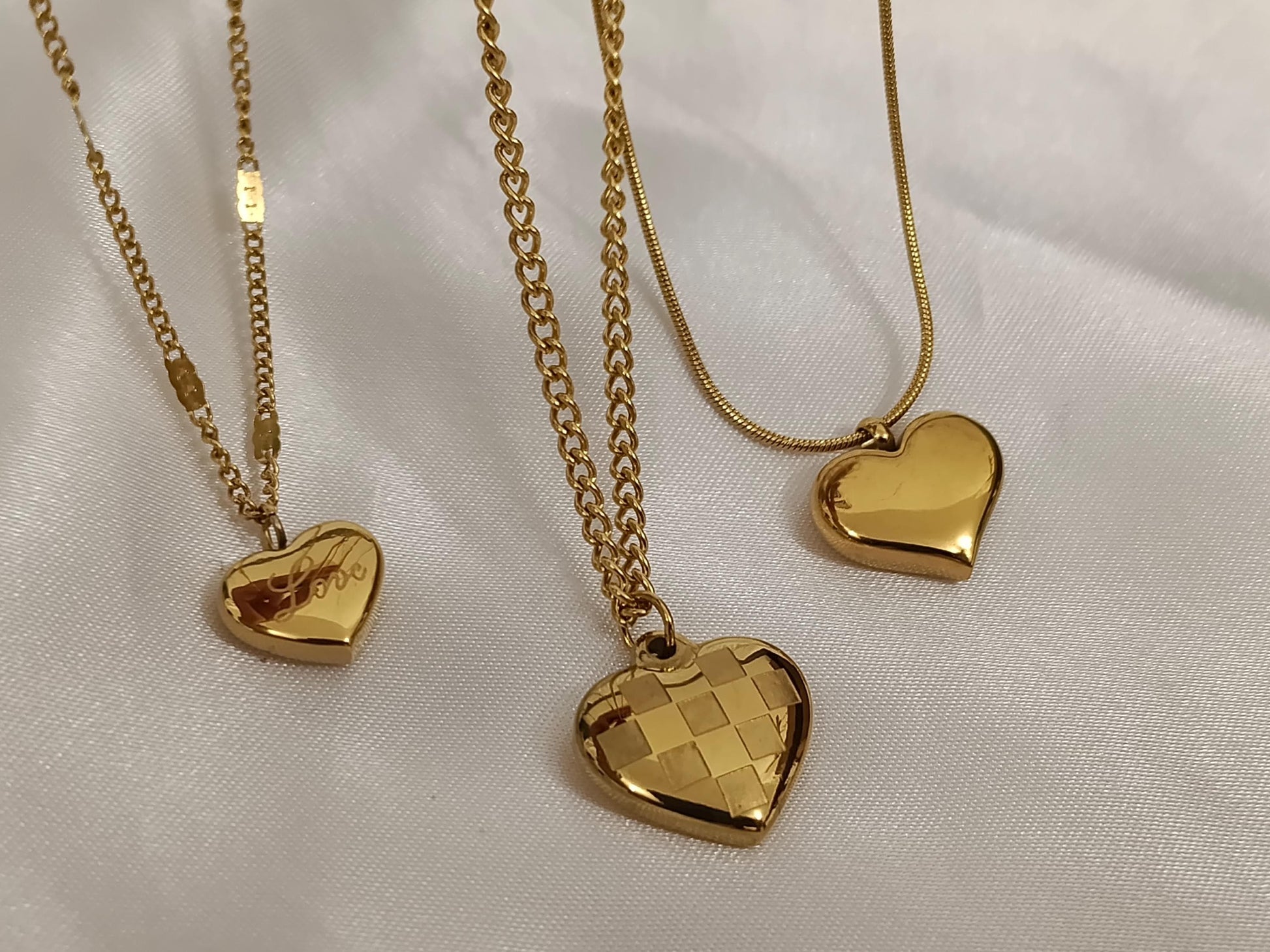 Collar con colgante corazon brillante en Oro 18K (PVD) - Acero Inoxidable para mujeres