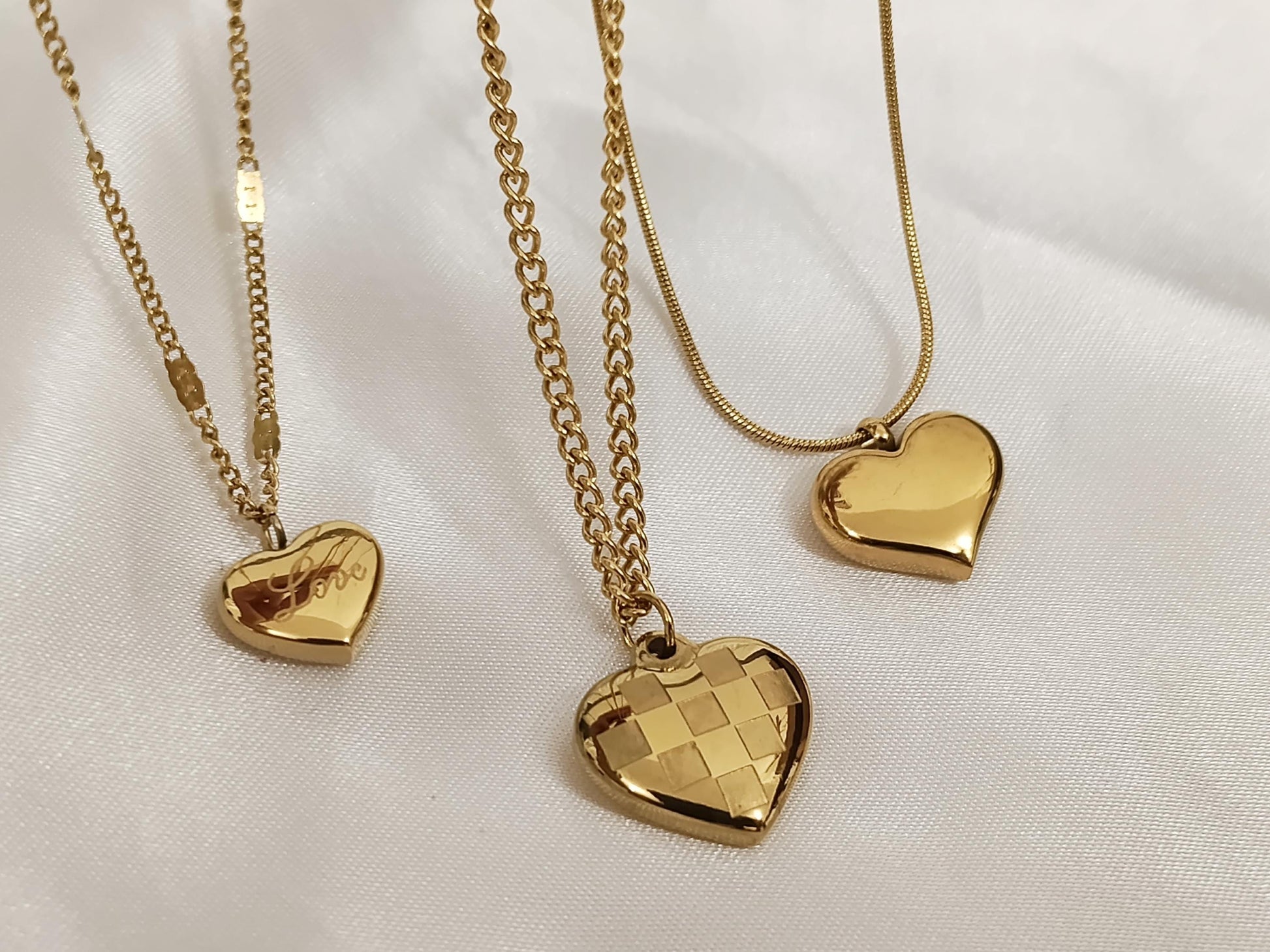 Collar con colgante corazon brillante en Oro 18K (PVD) - Acero Inoxidable para mujeres