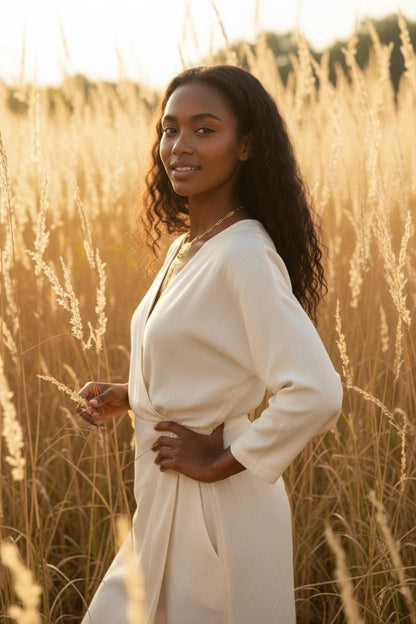 Collar largo Tipo Lariat (Y), cadena de paperclip de Acero Inoxidable Oro bañado 18K - 60cm 23.6" Ajustable - colgante para mujeres