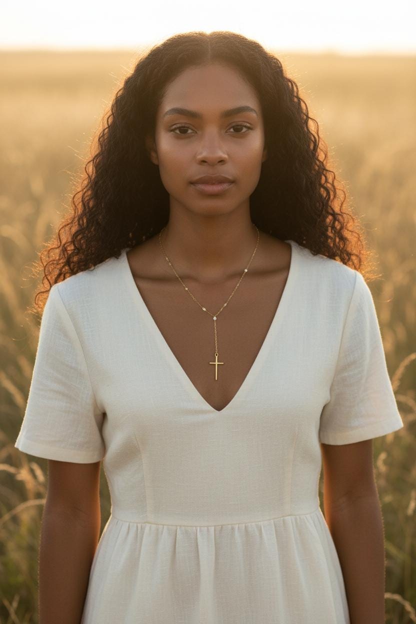 Collar Lariat Y de Labios Oro 18K Acero Inoxidable - colgante Cruz Espejo y Zircón Brillante - Regalo Elegante para ella