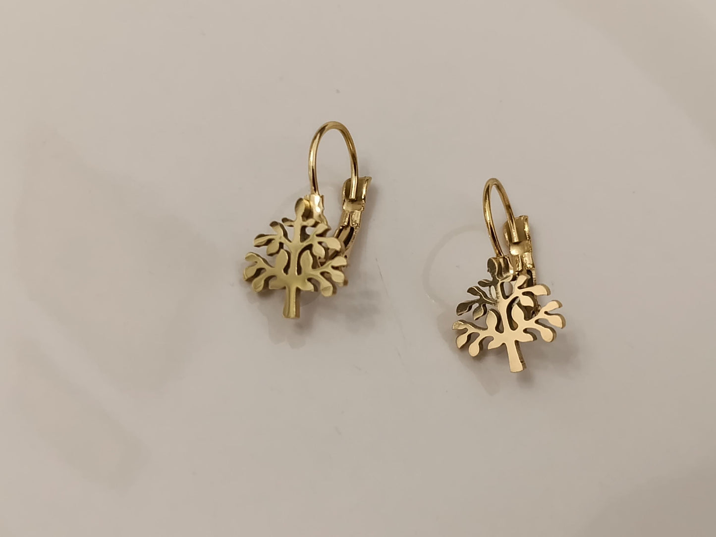 Pendientes de aro "Árbol de la Vida" de acero inoxidable con baño de oro de 18K y acabado espejo regalo para ella