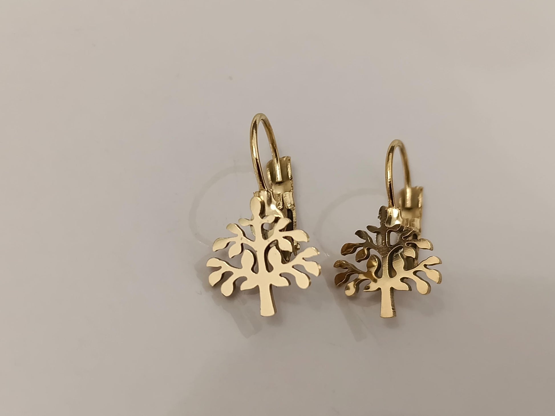 Pendientes de aro "Árbol de la Vida" de acero inoxidable con baño de oro de 18K y acabado espejo regalo para ella