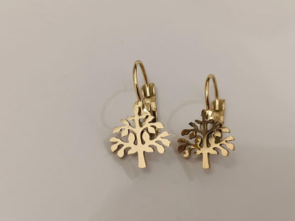 Pendientes de aro "Árbol de la Vida" de acero inoxidable con baño de oro de 18K y acabado espejo regalo para ella
