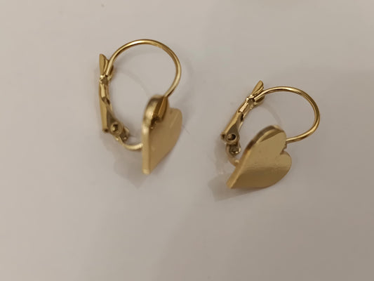 Pendientes de aro corazon pulido de acero inoxidable con baño de oro de 18K y acabado espejo regalo para ella