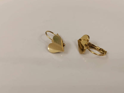 Pendientes de aro corazon pulido de acero inoxidable con baño de oro de 18K y acabado espejo regalo para ella