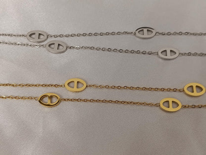 Collar choker con cuentas colgante , acero inoxidable, baño de oro 18K y acabado espejo pulido regalo para ella