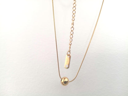 Collar con Colgante de Bola Pulida en Oro 18K (PVD) - Cadena Serpiente - 16" + 2"/40cm+5cm extension para mujeres
