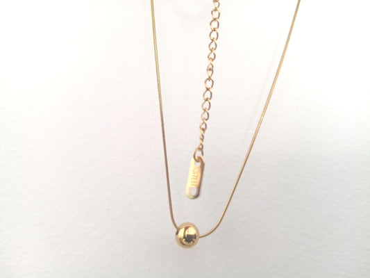 Collar con Colgante de Bola Pulida en Oro 18K (PVD) - Cadena Serpiente - 16" + 2"/40cm+5cm extension para mujeres