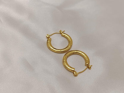 Pendientes de Aro Estilo Italiano Oro 18K - Acero Inoxidable, 20mm (0.8") regalo para ella