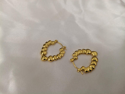Pendientes de aros ovalados Estilo Italiano en Acero Inoxidable con Baño de Oro 18K - Acabado Diamantado reglalo para ella
