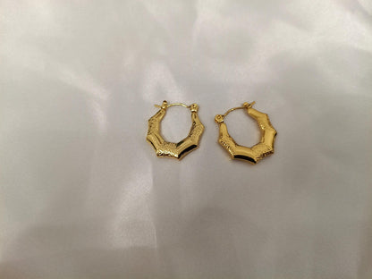 Pendientes de aros Octágono Clásicas en Acero Inoxidable con Baño de Oro 18K (Medida 20mm) regalo para ella