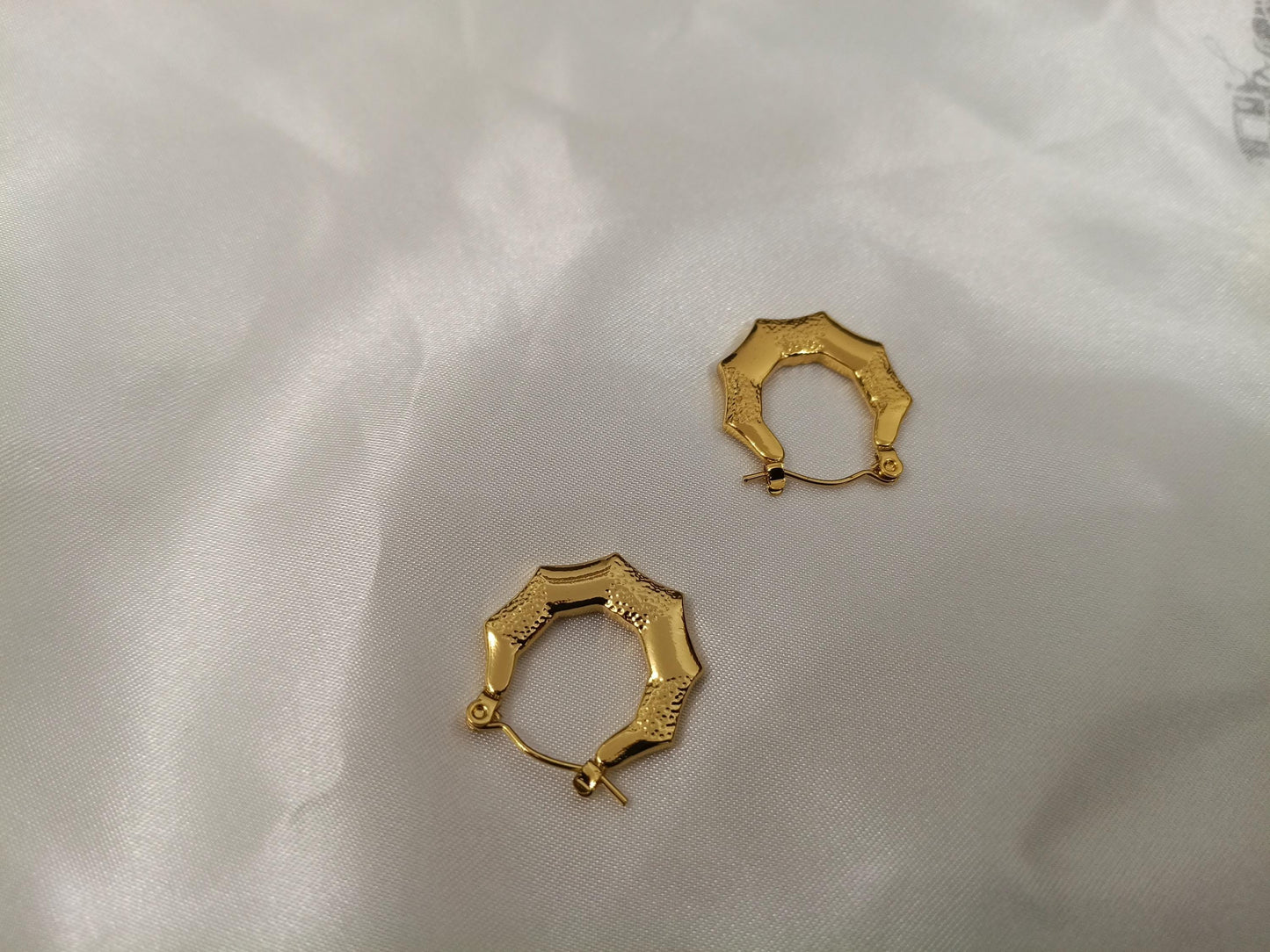 Pendientes de aros Octágono Clásicas en Acero Inoxidable con Baño de Oro 18K (Medida 20mm) regalo para ella