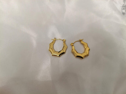 Pendientes de aros Octágono Clásicas en Acero Inoxidable con Baño de Oro 18K (Medida 20mm) regalo para ella