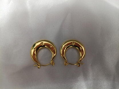 Pendientes de aro con estrellas de estilo italiano, acero inoxidable con baño de oro de 18K y efecto espejo regalo para ella