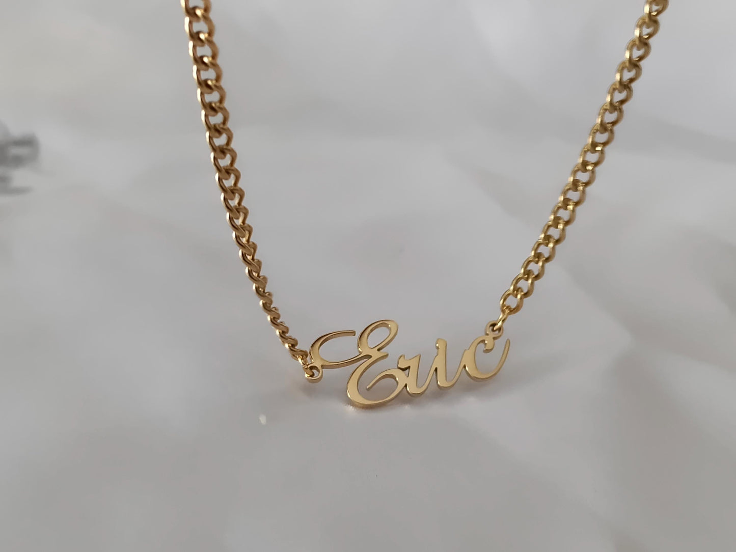 Collar Personalizado con Nombre para Hombre, Acero Inoxidable, Baño de Oro 18K (PVD), 50cm, color No Destiñe regalo para el